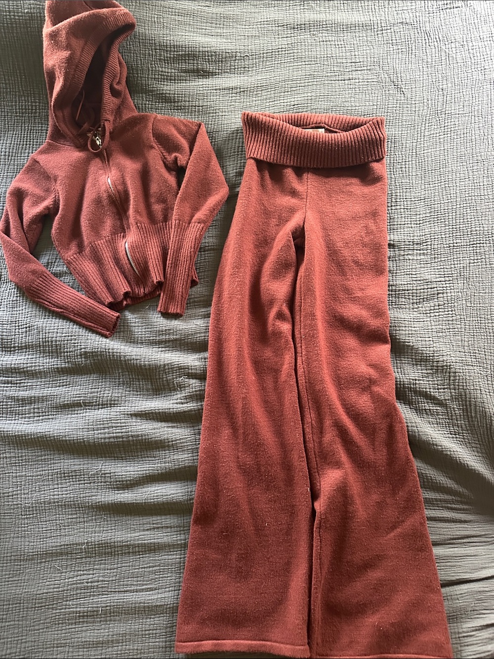 Women’s Knit Wide-Leg Pant Set in Rust